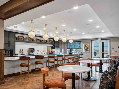 The inviting on-site bistro & coffee bar at Cedarhurst of Wentzville, offering a senior-friendly spot for coffee and socializing for residents
