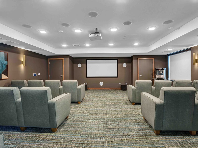 The comfortable and accessible movie theater at Cedarhurst of Wentzville, providing easy-to-access entertainment for residents