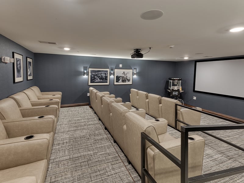 The comfortable and accessible movie theater at Cedarhurst of West Plains, providing easy-to-access entertainment for residents.