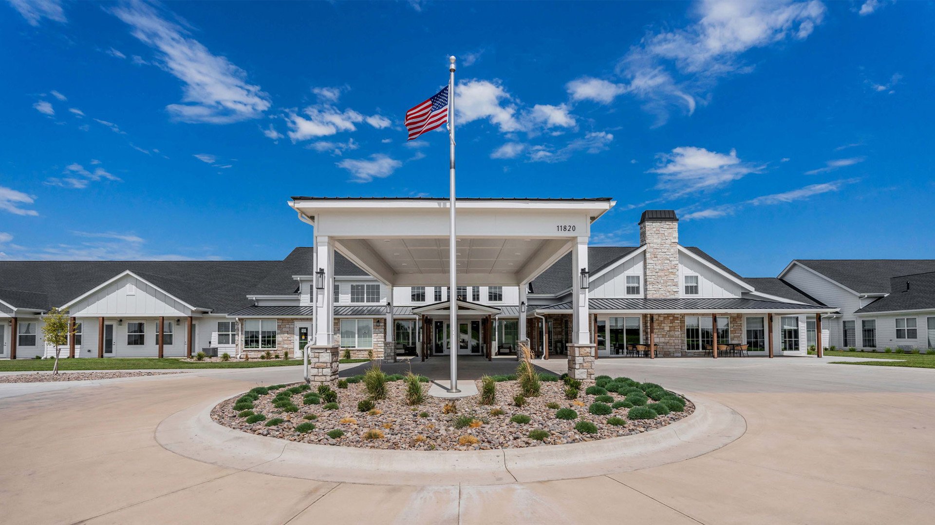 The welcoming front exterior of Cedarhurst of Wichita senior living community