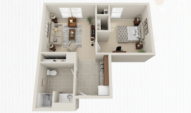 Cedarhurst of Wichita - Assisted Living One Bedroom Apartment Floor Plan