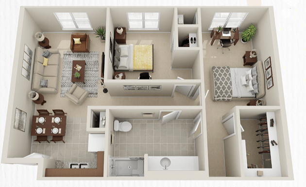 Cedarhurst of Wichita - Assisted Living Two Bedroom Apartment Floor Plan
