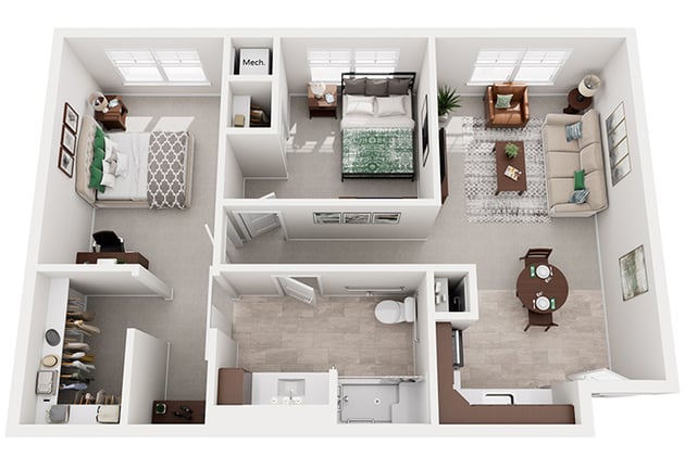 Cedarhurt of Yorkville - Assisted Living Two Bedroom Apartment Floor Plan