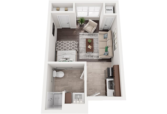 Cedarhurt of Yorkville - Assisted Living Studio Floor Plan