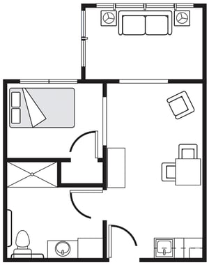 Cedarhurst Memory Care of Moline One Bedroom Alcove