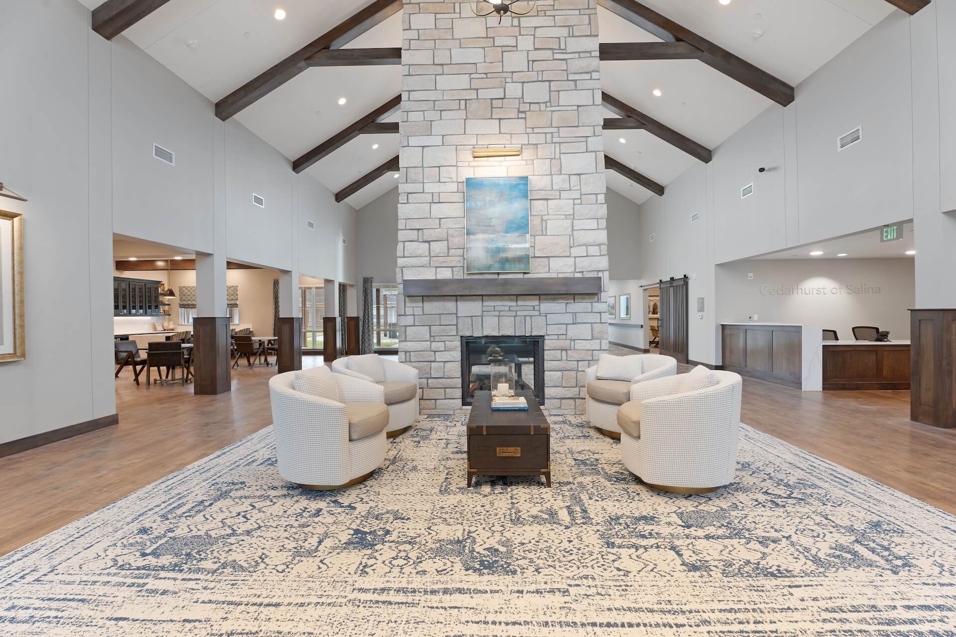 Cedarhurst of Salina interior room with fireplace