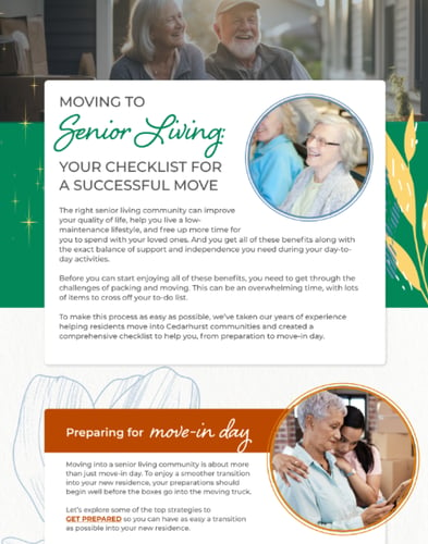 Cedarhurst Moving to Senior Living - Your Checklist for a Successful Move