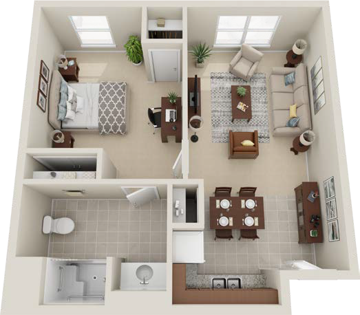 Cedarhurst of La Vista Assisted Living One Bedroom Floor Plan
