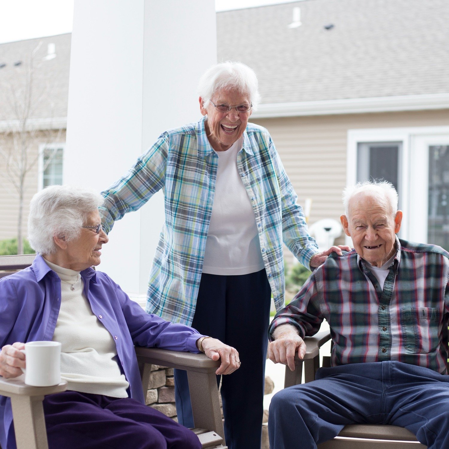 seniors sitting and laughing together