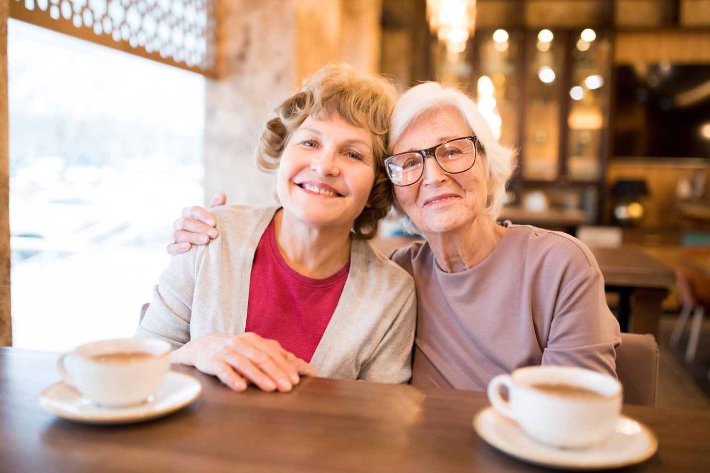 Senior friends, having coffee together