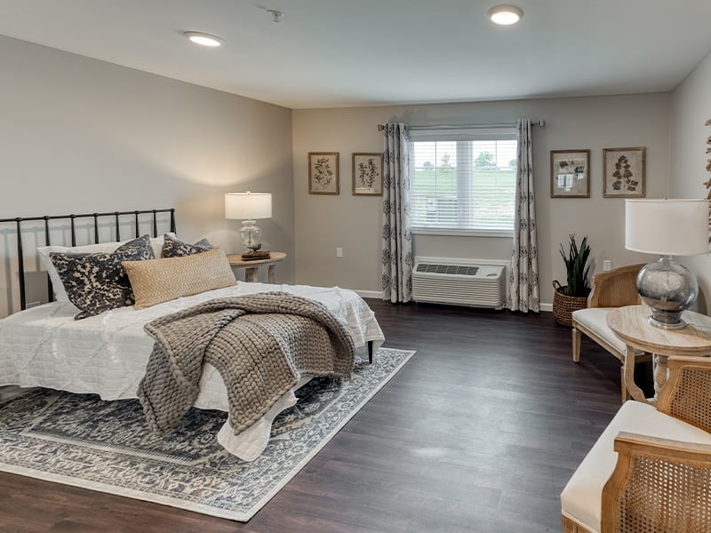 Spacious senior living apartment