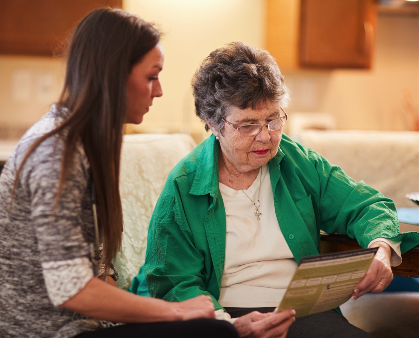 Staff member chatting with resident