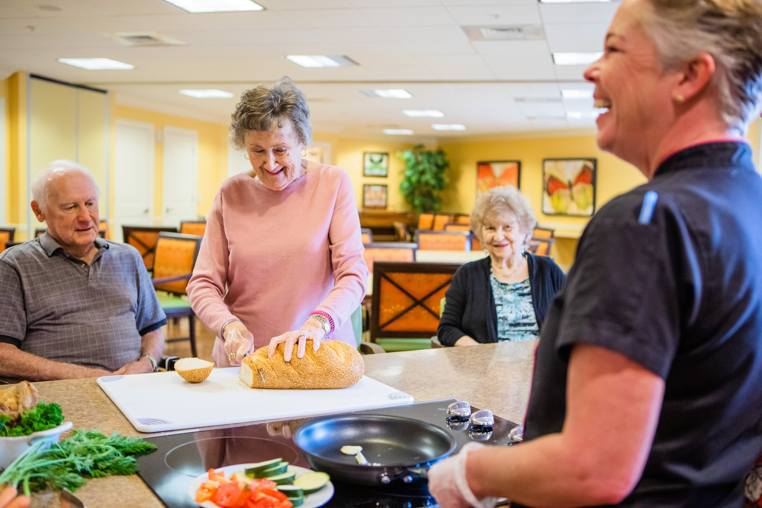 Group of seniors in cooking class