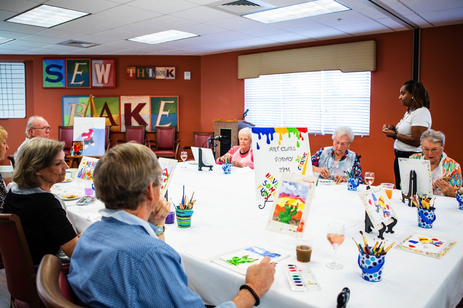 Seniors in crafting class