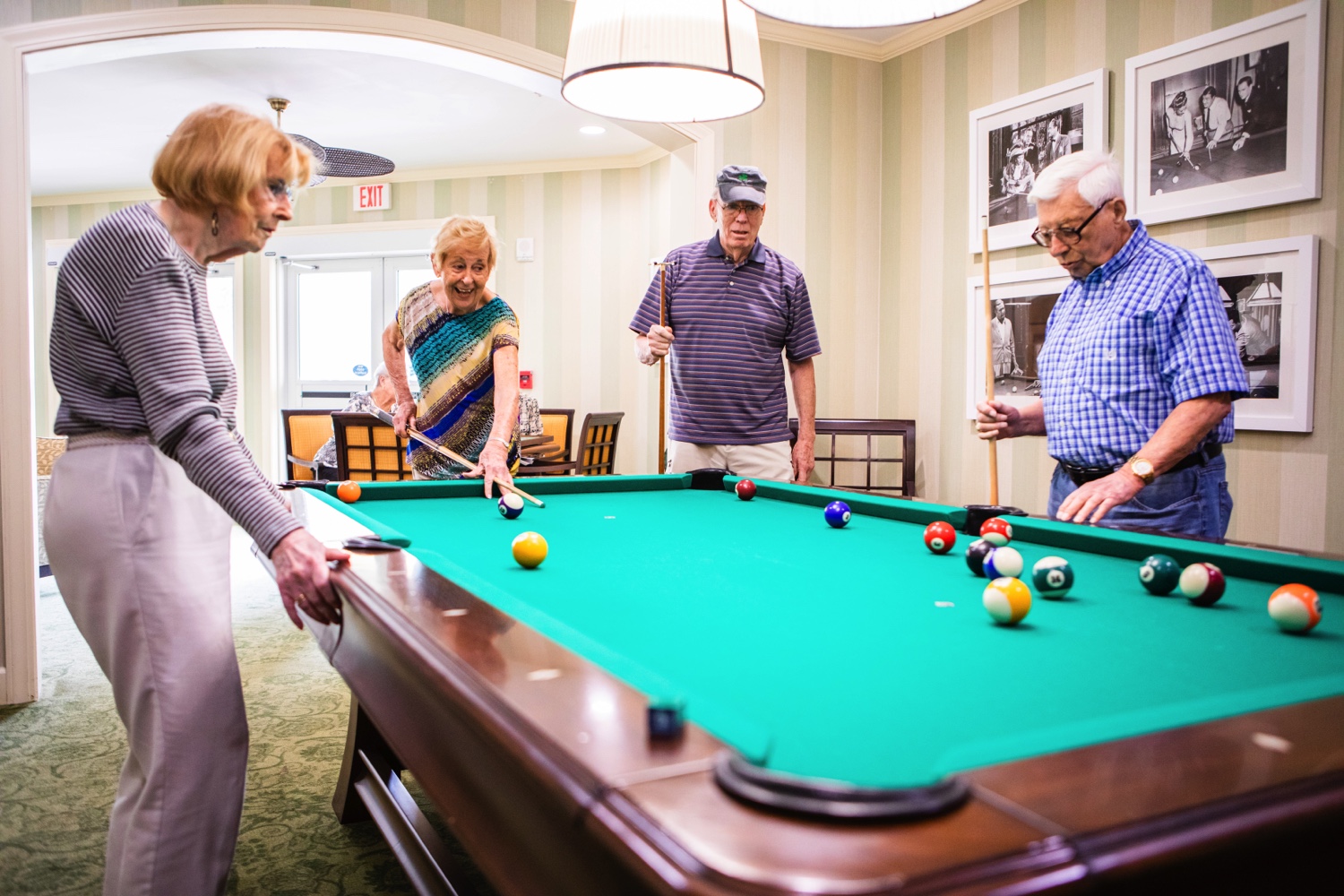 senior residents Playing Pool