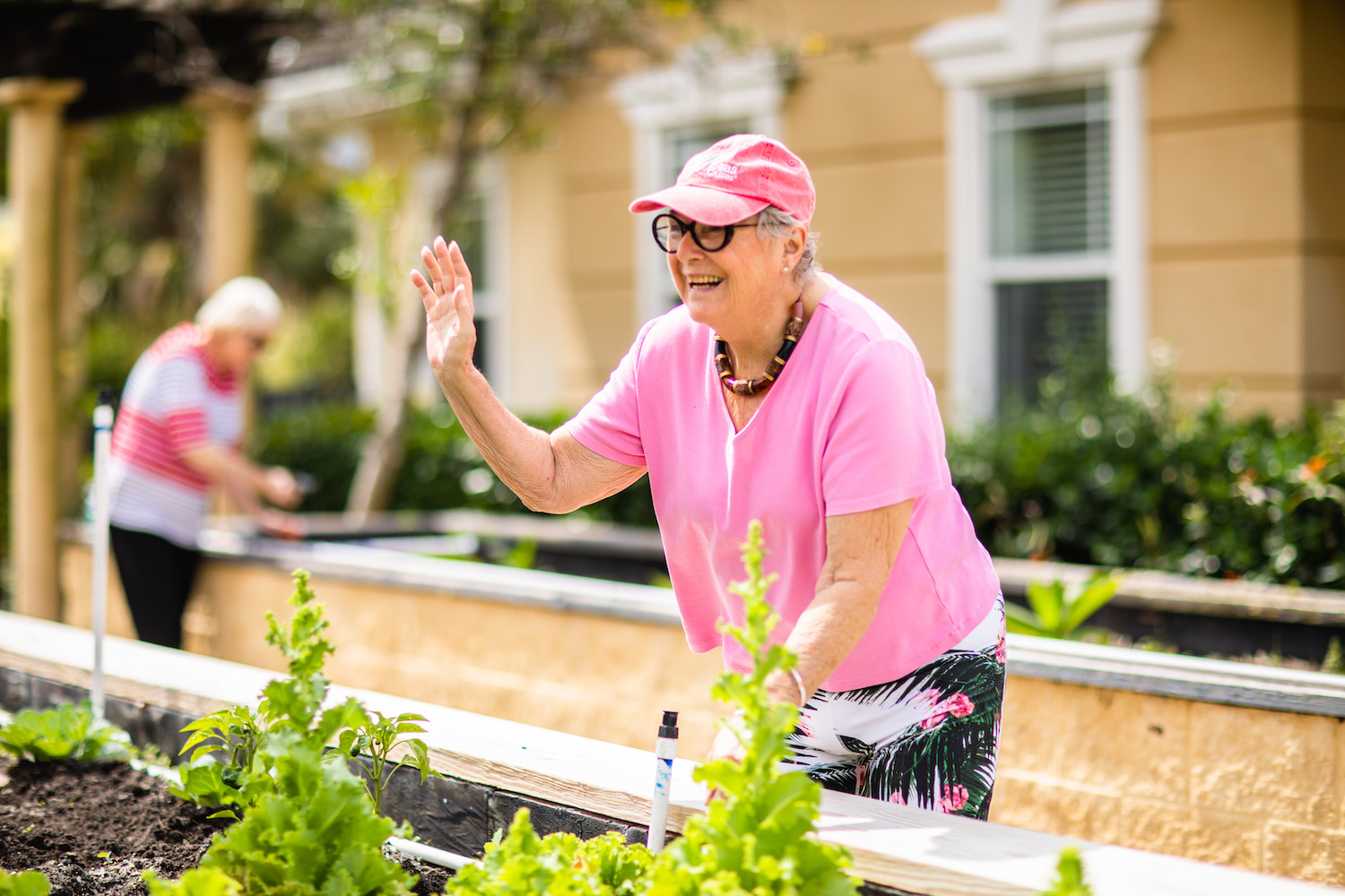 Elderly woman gardening