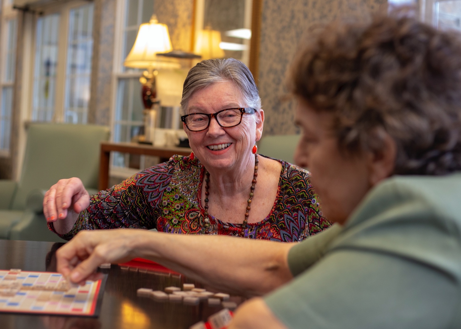 Elderly woman playing