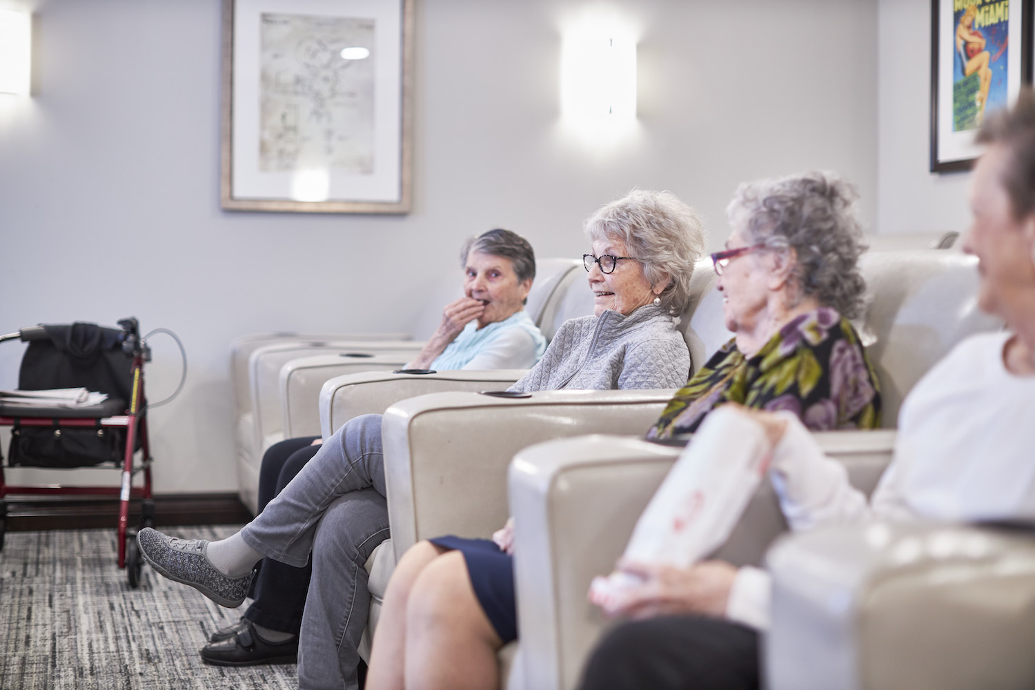 senior Residents Watching Movie Together