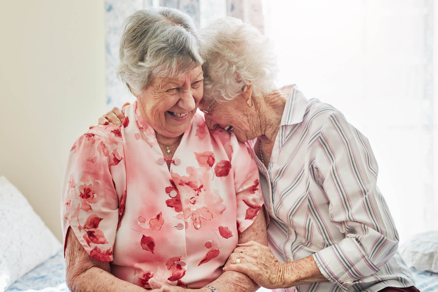 Residents laughing together