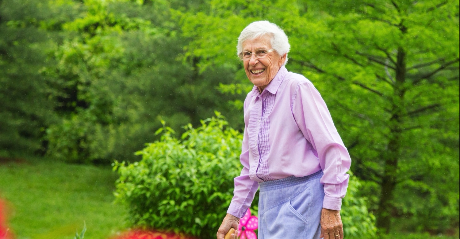 Woman walking outside