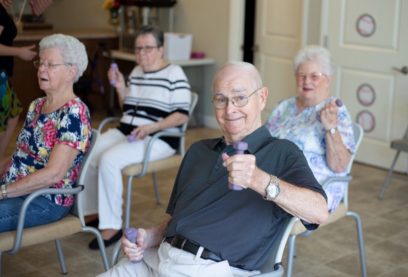 Residents in exercise class