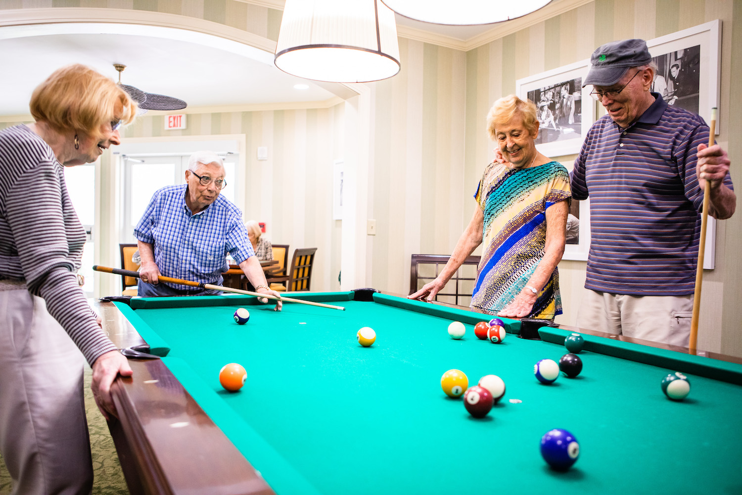 Seniors playing pool