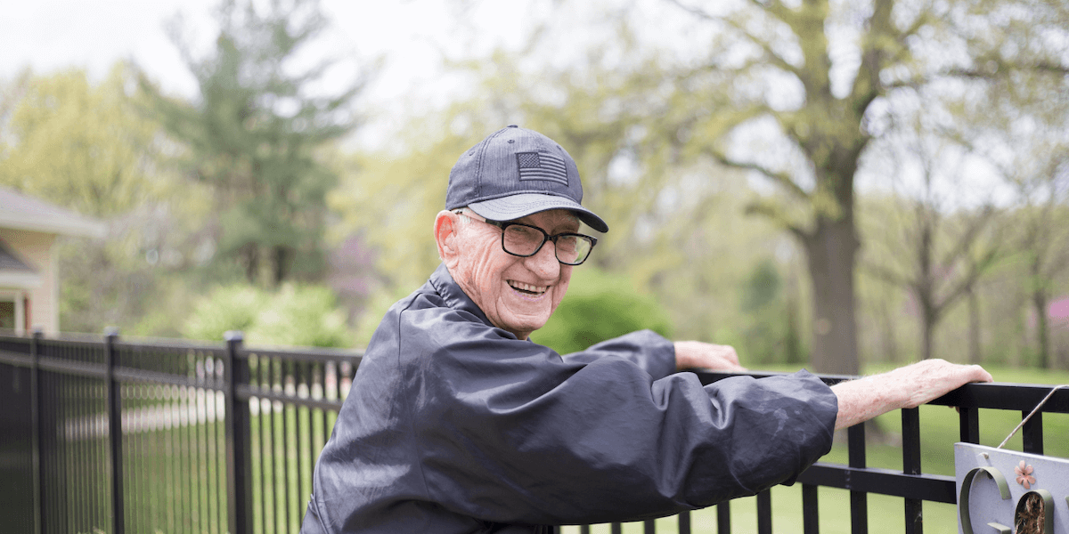 Memory care resident outside of Cedarhurst Senior Living