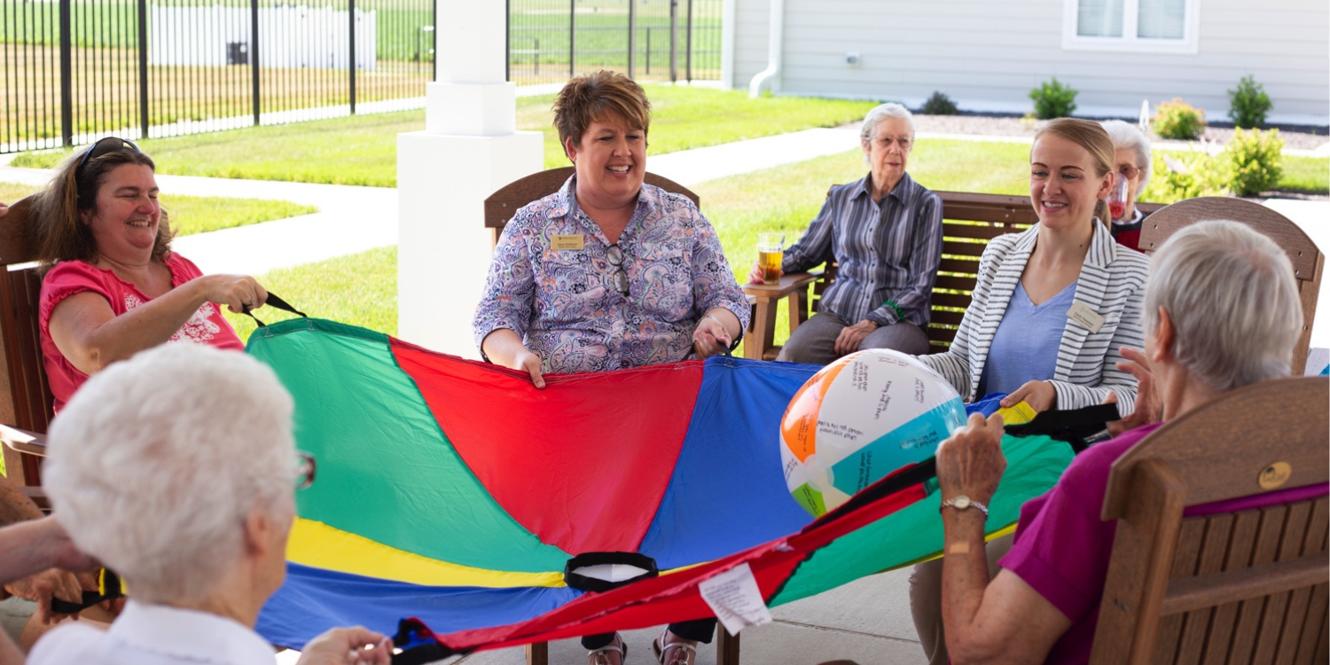 Group of Cedarhurst Senior Living residents participating in an outdoor game