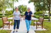 senior living residents walking outside