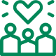 Icon of a group of three people with a heart over their heads
