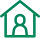 Icon of a person inside the outline of a house