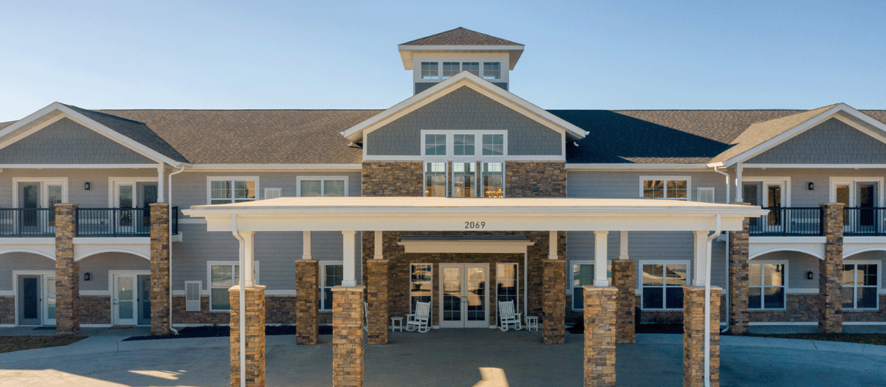The welcoming exterior of Cedarhurst of Arnold senior living community