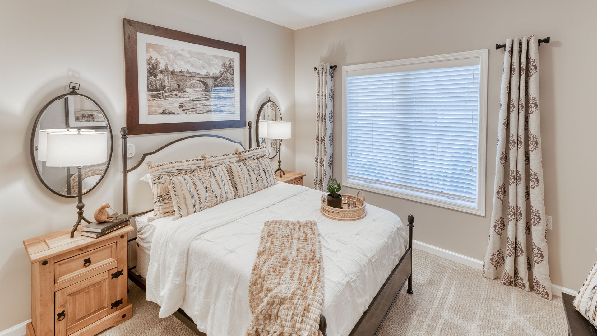 Bedroom of a senior apartment at Cedarhurst of Owensboro, designed for resident comfort and personalization.