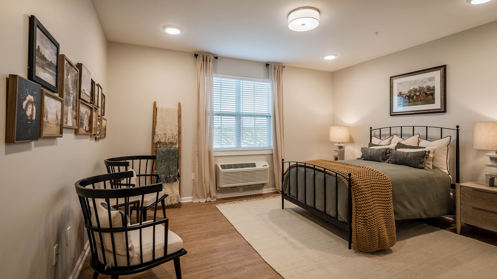 Bedroom of a senior apartment at Cedarhurst of Topeka, designed for resident comfort and personalization