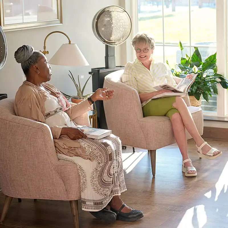 Senior living residents getting hair done at salon