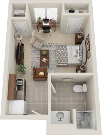 Cedarhurst of La Vista Assisted Living Studio Floor Plan