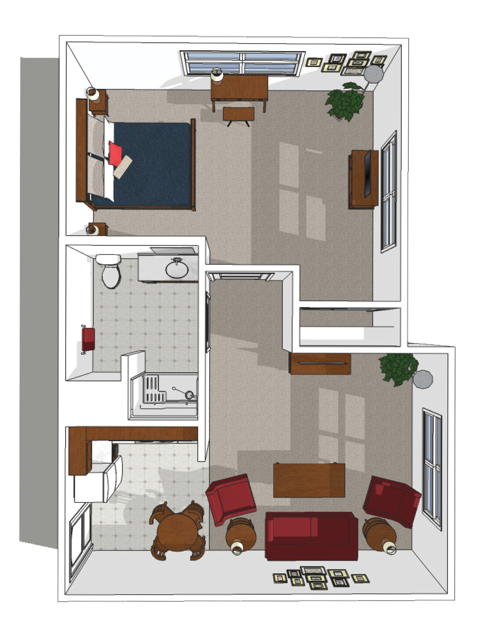Canton Independent Living One Bedroom Plus Floor Plan