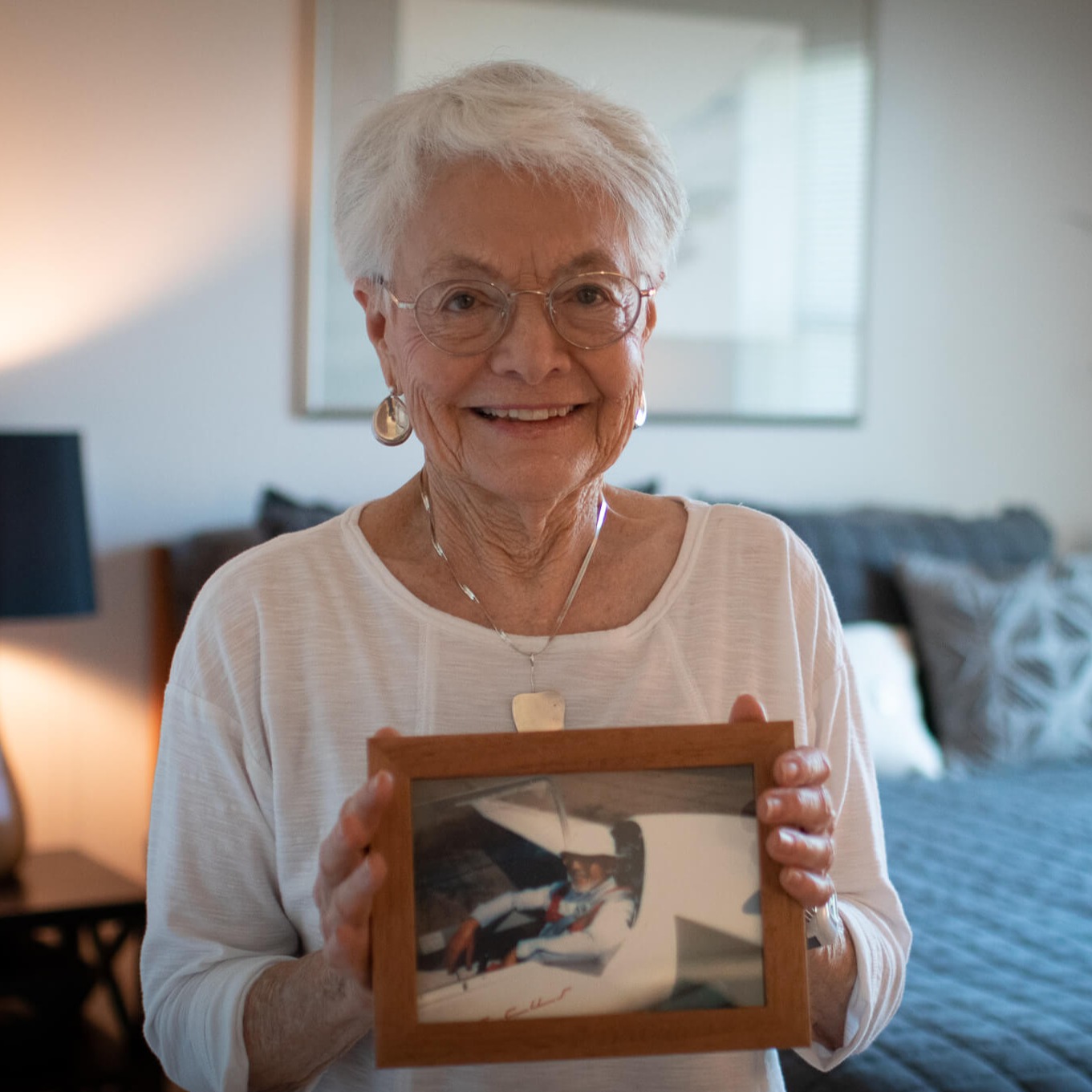 Shirley holding picture frame