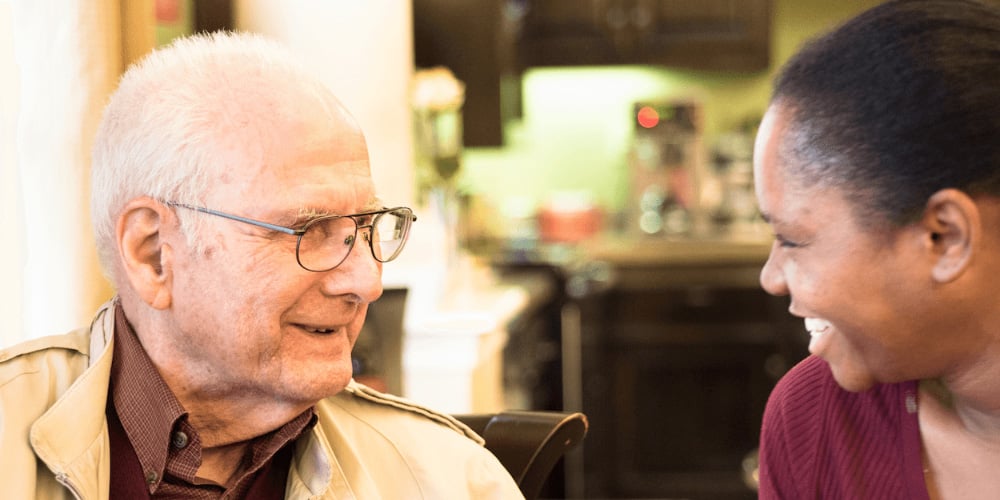 senior man with caretaker