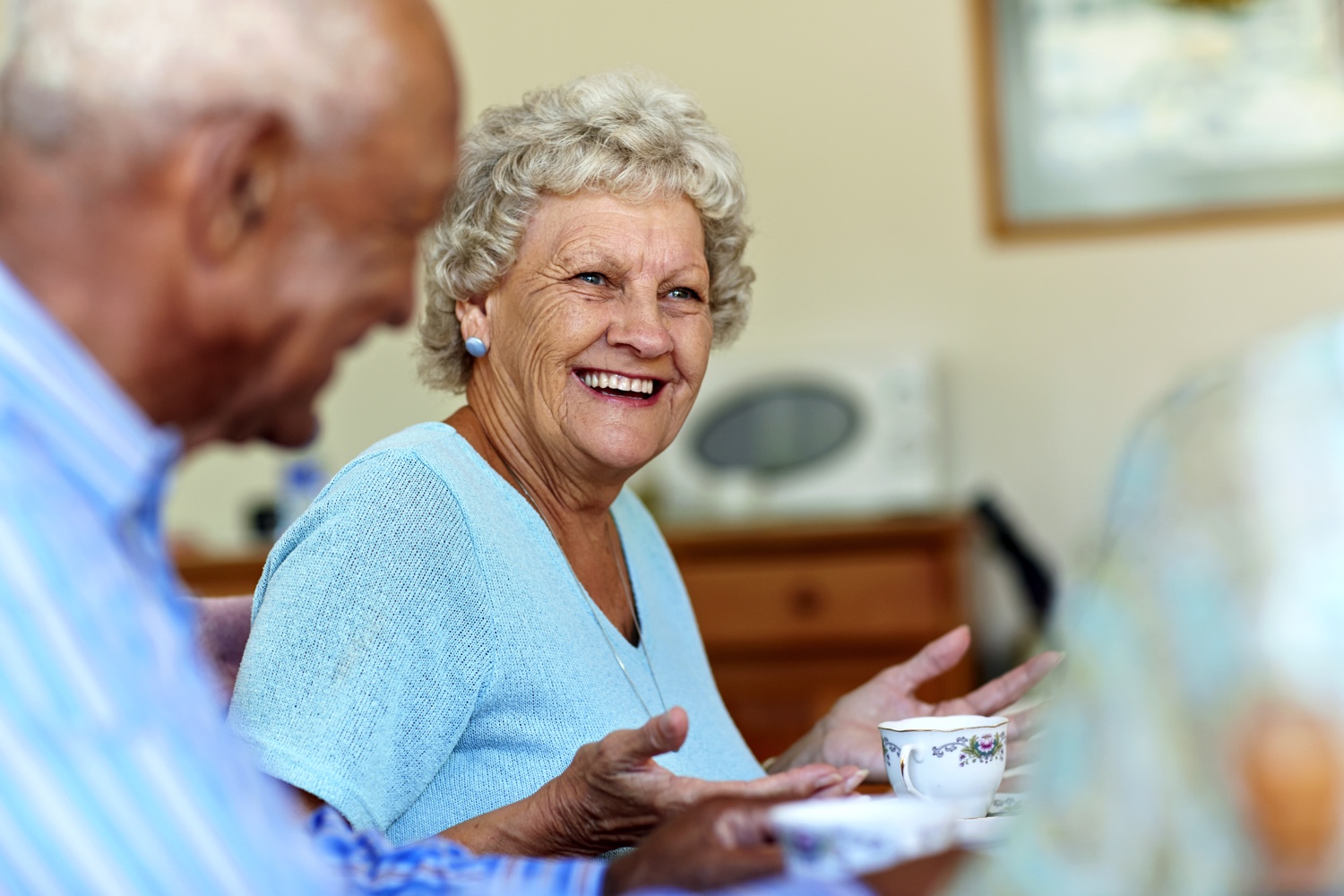 Senior friends having tea